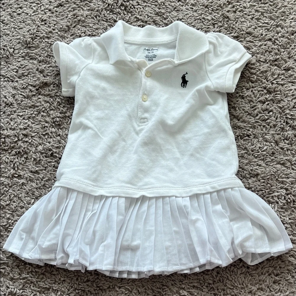 Ralph Lauren Baby White Pleated Polo Dress